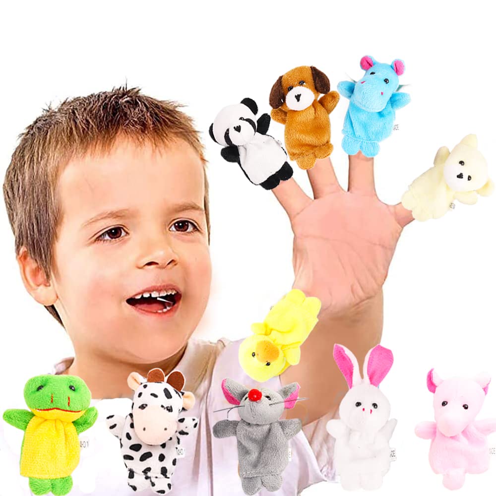 10Pcs Finger Puppets Set - Soft Plush Animals Finger Puppet Toys for Kids, Mini Plush Figures Toy Assortment for Boys & Girls, Party Favors for Shows, Playtime, Schools