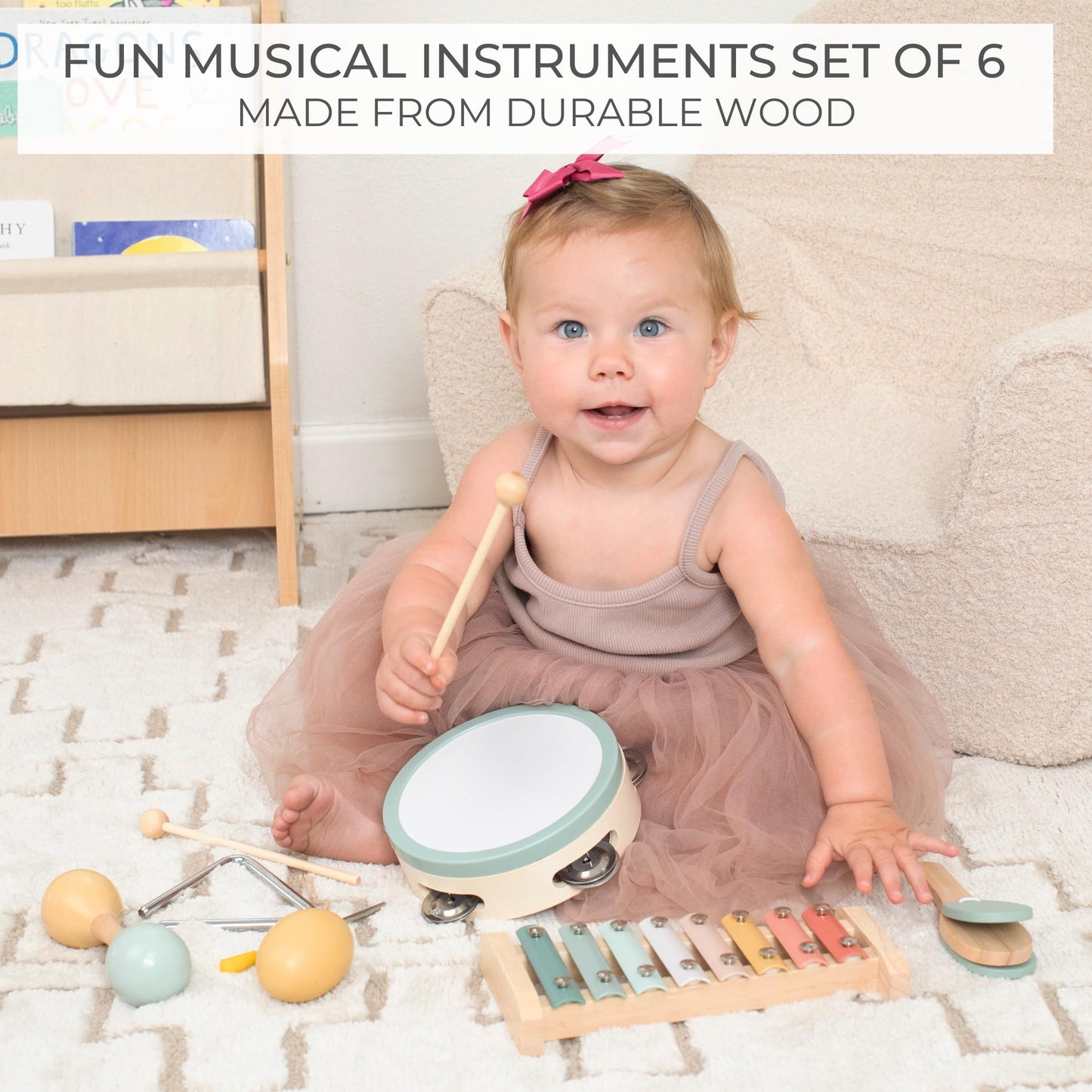 Fun Musical Instruments for Toddlers - The Perfect Wooden Instruments for Little Ones to Explore Sounds Through Play - Great Montessori Toy Gift for Babies, Toddlers 1-3, and Kids - Incl. Xylophone