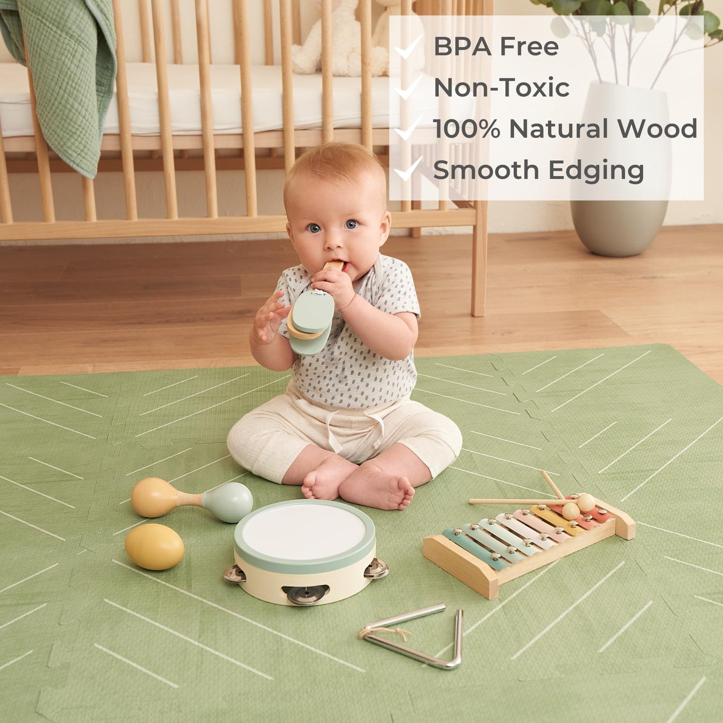 Fun Musical Instruments for Toddlers - The Perfect Wooden Instruments for Little Ones to Explore Sounds Through Play - Great Montessori Toy Gift for Babies, Toddlers 1-3, and Kids - Incl. Xylophone